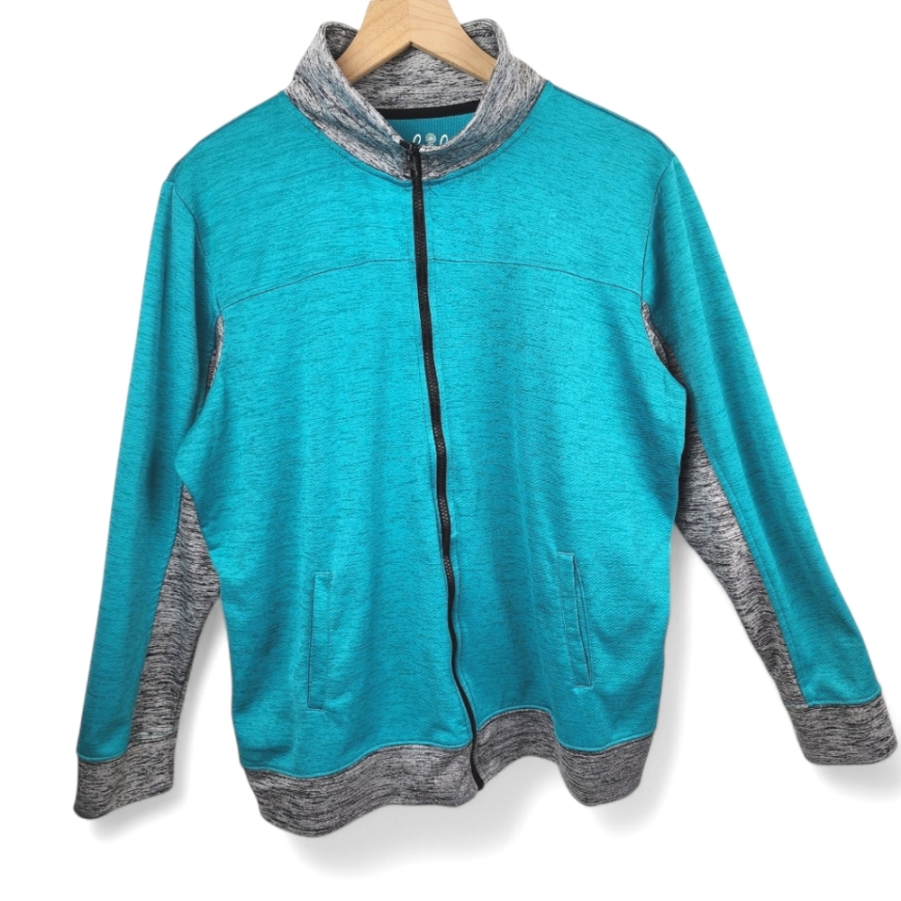 Made for Life Women's Teal and Grey Quick Dry Athletic Zip Up Jacket Size XL